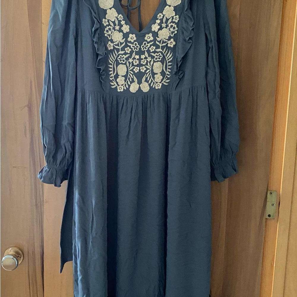 Elegant Blue Long Sleeve Dress